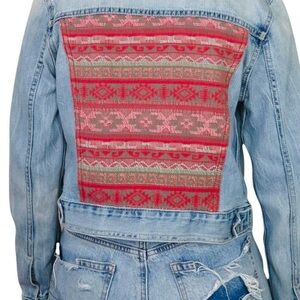 American Eagle denim Jacket with Patterned Back